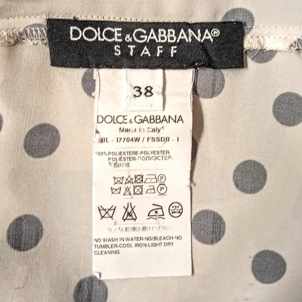Dolce & Gabbana Staff Black Tan Polka Dot SS Top - Picture 5 of 5